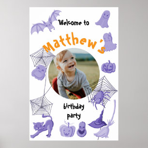 Fête d'anniversaire d'Halloween Poster de bienvenu
