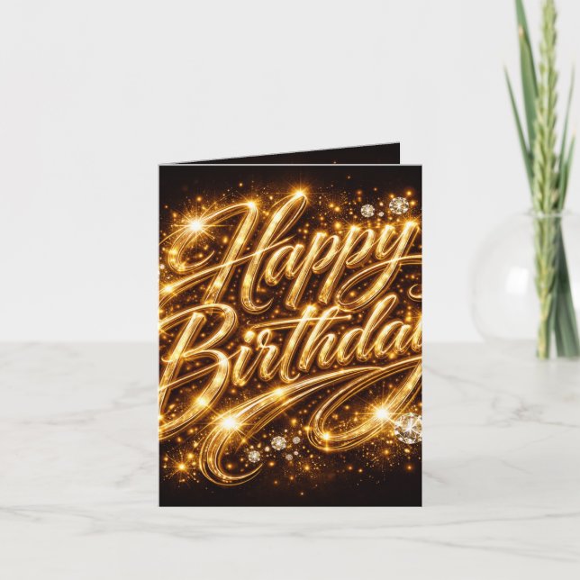 Fête d'anniversaire Diamond Glow — Invitation 3D G (Devant)