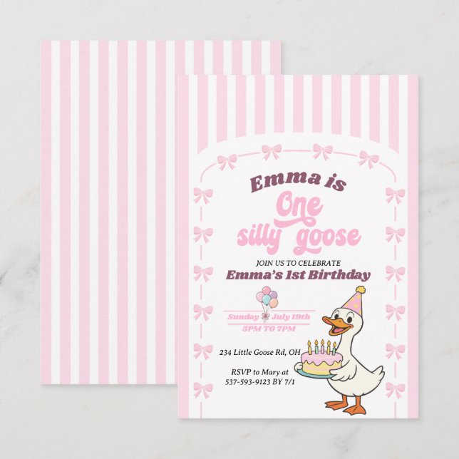 Fête d'anniversaire d'une fille à l'oie idiote ave (Devant / Derrière)
