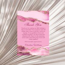 Fête d'anniversaire élégante rose et or Merci