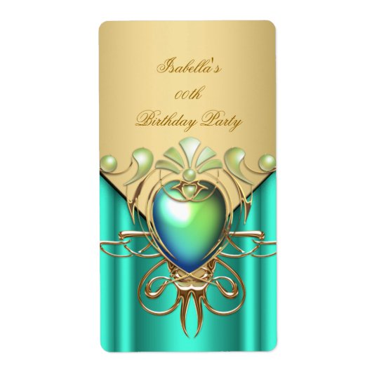 Fête d'anniversaire élégante verte de vert de jade étiquette d’expédition