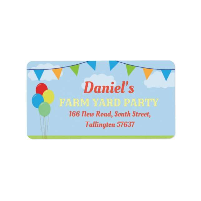 Fête d'anniversaire Étiquettes de adresse drapeaux (Devant)