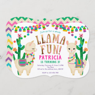Fête d'anniversaire Fiesta Llama Fun Invitation