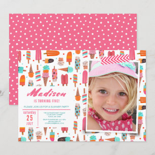 Fête d'anniversaire glace été Invitations
