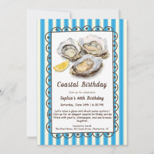Fête d'anniversaire huître   Invitation côtière él
