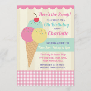 Fête d'anniversaire Invitation Crème glacée Scoop