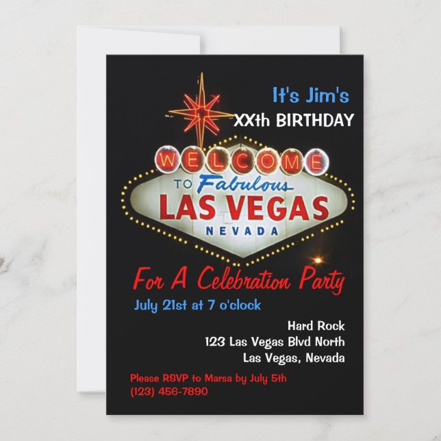 Fête d'anniversaire Las Vegas Party Invitations (Devant)