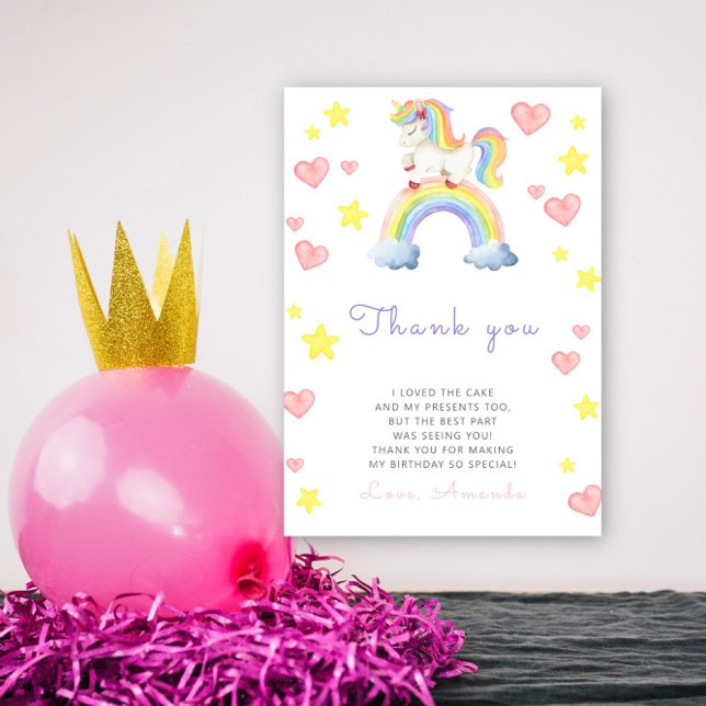 Fête d'anniversaire licorne arc-en-ciel merci  (Créateur téléchargé)