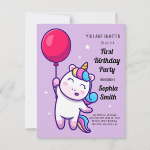 Fête d'anniversaire licorne arc-en-ciel mignonne