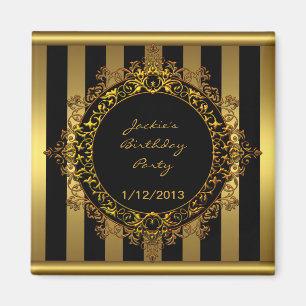 Fête d'anniversaire Magnet élégante rayure noire e