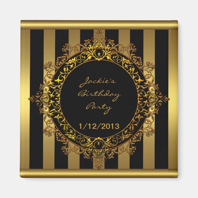 Fête d'anniversaire Magnet élégante rayure noire e (Devant)