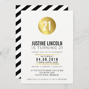 Fête d'anniversaire MODERNE 21E INVITATION tache d