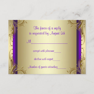 Fête d'anniversaire pourpre RSVP de mariage d'or