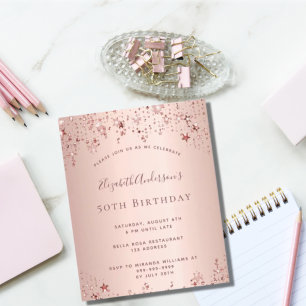 Fête d'anniversaire rose gold étoiles saupoudrées