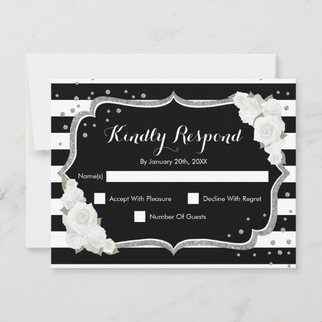 Fête d'anniversaire RSVP - Carte blanche noire en  (Devant)