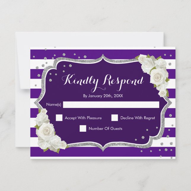 Fête d'anniversaire RSVP - Carte d'argent violet (Devant)