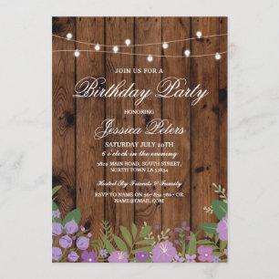 Fête d'anniversaire russe Invitation de bois flora