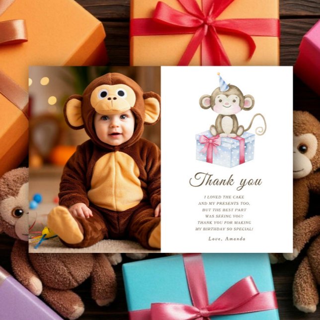 Fête d'anniversaire singe aquarelle merci (Créateur téléchargé)
