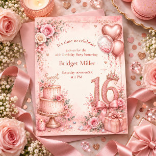 Fête d'anniversaire Sweet 16 élégante en or rose 