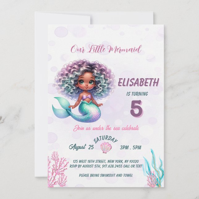 Fête d'anniversaire Whimsical Mermaid Invitation (Devant)
