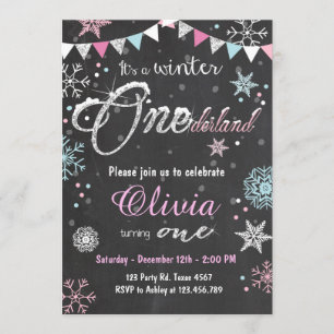 Fête d'anniversaire Winter Onederland invitation G