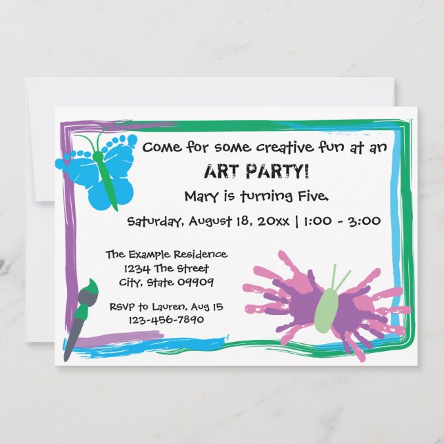 Fête d'Art ! Invitation d'anniversaire (Devant)