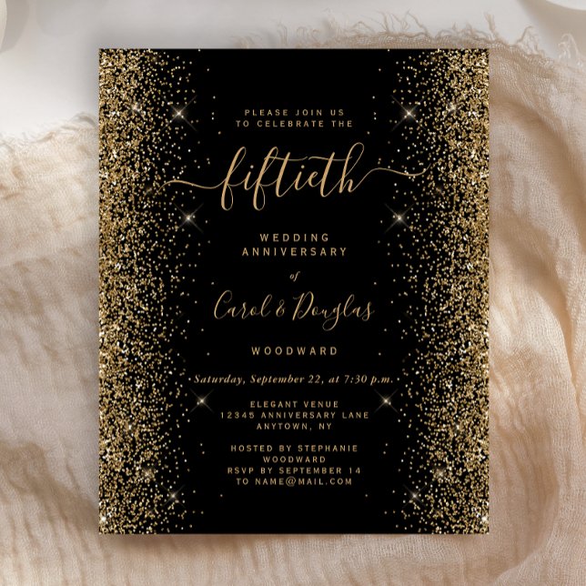 Fête de 50e anniversaire Budget Black Gold Glitter (Créateur téléchargé)