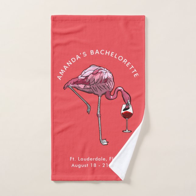 Fête de Bachelorette Buveur de Vin Flamant Personn (Serviette à main)