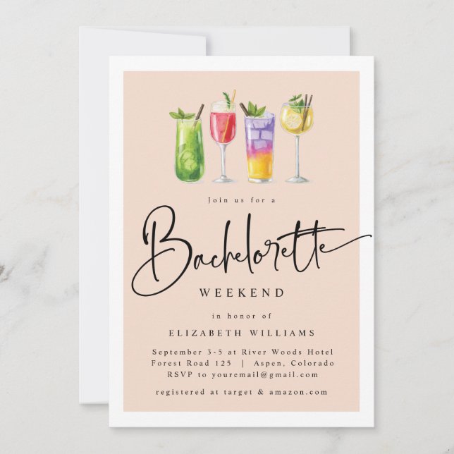Fête de Bachelorette moderne Invitation du week-en (Devant)