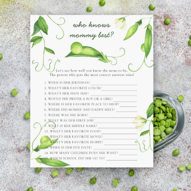 fête de bébé aux petits pois - Qui connaît le mieu (Créateur téléchargé)