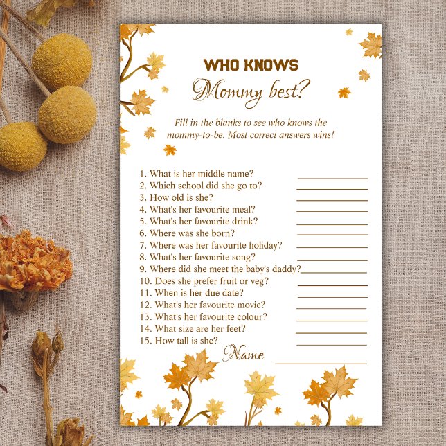 Fête de Bébé d'Automne Amusante Qui Connaît le Mie (Créateur téléchargé)