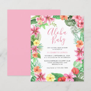 Fête de Bébé Florale Tropicale Été Rose Aloha