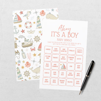 Fête de Bébé Garçon Marin Bingo