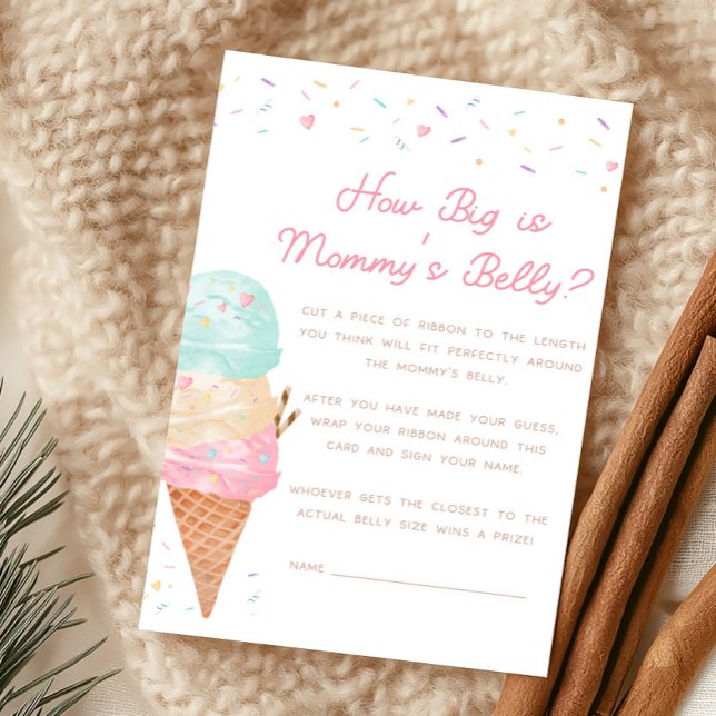 Fête de Bébé Glace Comment est le Ventre de Maman (Ice Cream Sprinkled with Love Baby Shower How Big Is Mommy's Belly Game)