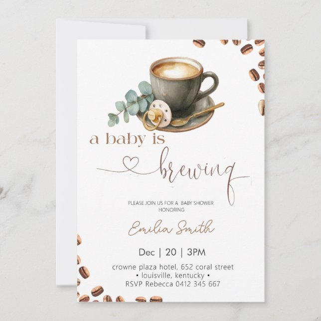 Fête de bébé : le café est en route Invitation à u (Devant)