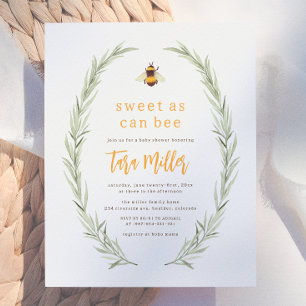 Fête de bébé neutre et économique Sweet As Can Bee