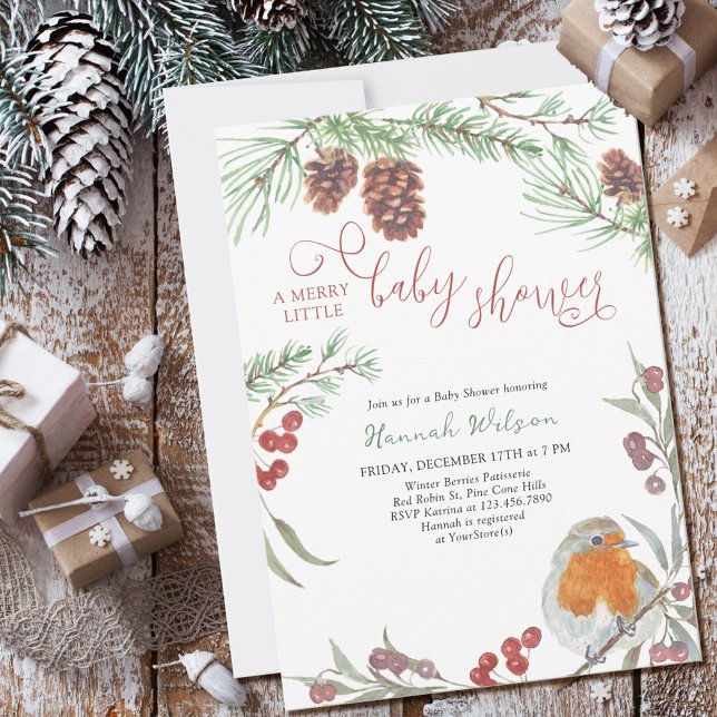 Fête de Bébé Petite Robin et Invitation de Pin (Créateur téléchargé)