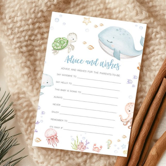 Fête de Bébé Sous Les Mers Conseils et Vœux Jeu (Sea Creatures Ocean Baby Shower Advice and Wishes Game)
