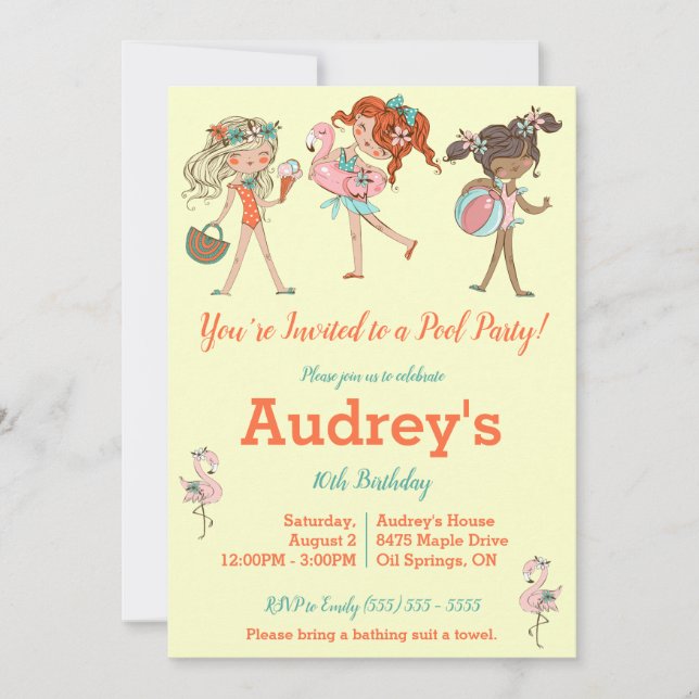 Fête de billard pour filles Invitation de fête d'a (Devant)