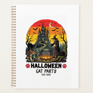 Fête de chat d'Halloween Sorcière Chaudron Chats n