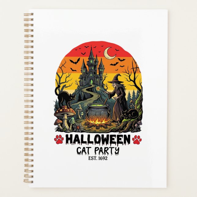 Fête de chat d'Halloween Sorcière Chaudron Chats n (Devant)