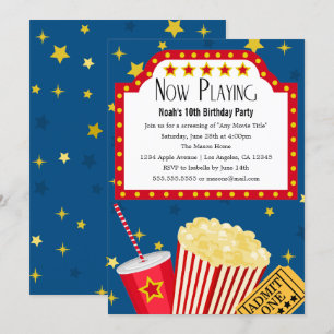 Fête de cinéma   Invitation de fête d'anniversaire