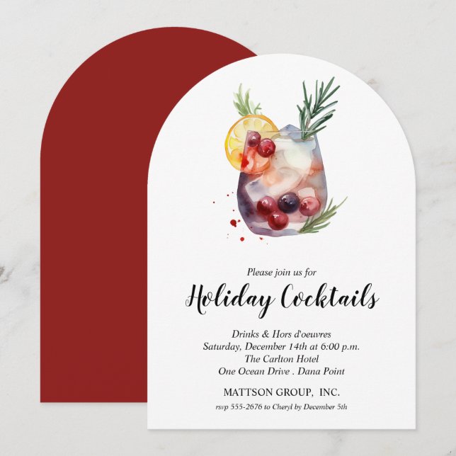 Fête de cocktails de fêtes Invitation festive de N (Devant / Derrière)