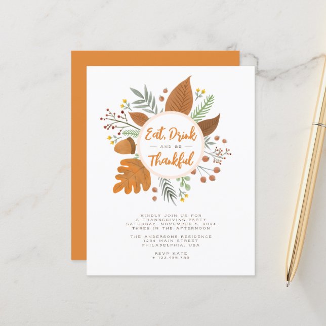 Fête de couronne de Thanksgiving Mangez, Buvez et  (Devant/Arrière en situation)