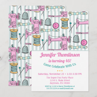 Fête de couture Anniversaire Invitation rose