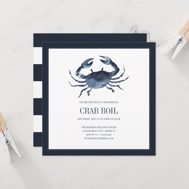 Fête de crabe bleu chic côtier Fête de bouillie de (Devant/Arrière en situation)