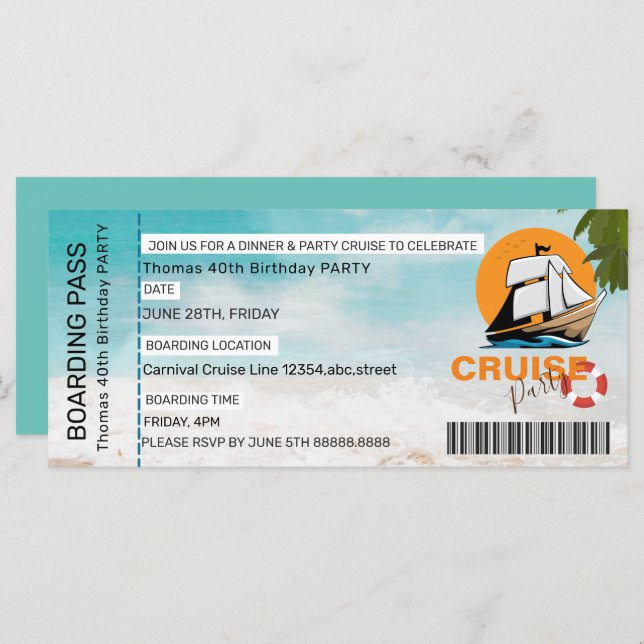 Fête de croisière 40 Anniversaire PASS (Devant / Derrière)