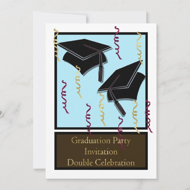 Fête de diplôme Invitation pour jumeaux (Devant)