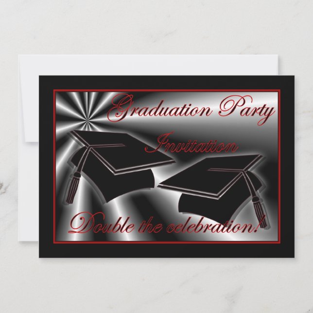 Fête de diplôme Invitation pour jumeaux (Devant)