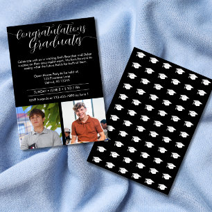 Fête de double remise de diplômes Invitation noir